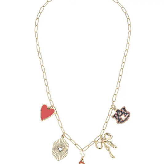 Canvas Style Auburn Tigers Paper Clip Charm Collector Necklace