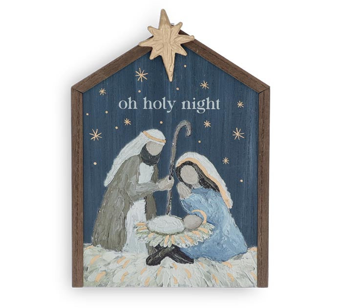 BURTON + BURTON OH HOLY NIGHT WOODEN WALL HANGING