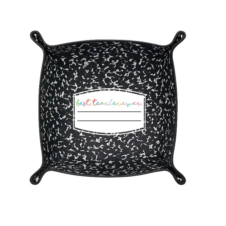 Aspen Lane Best Teacher Ever| Leather Tray-Black Composition
