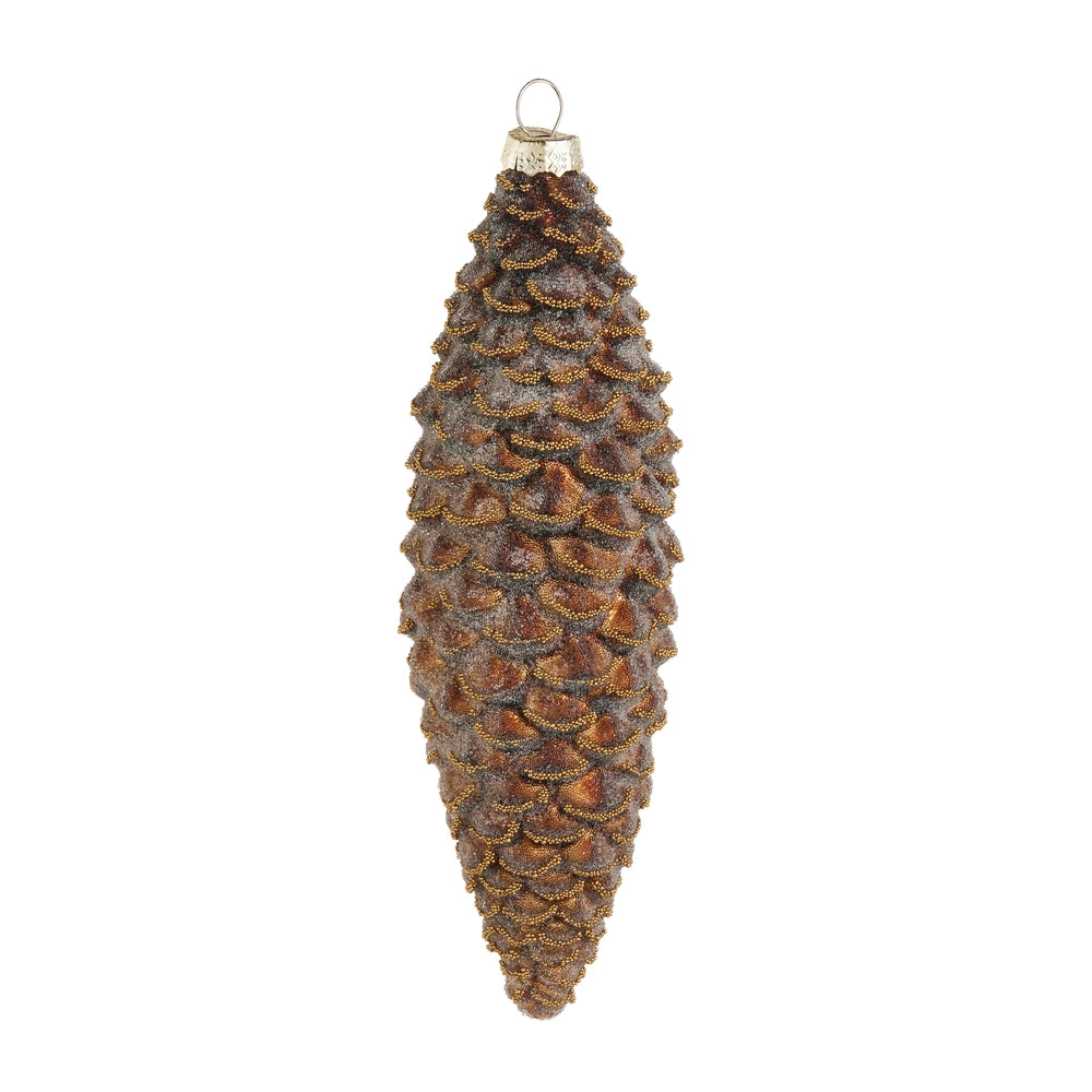 RAZ Imports 7.25" Flocked Pinecone Ornament