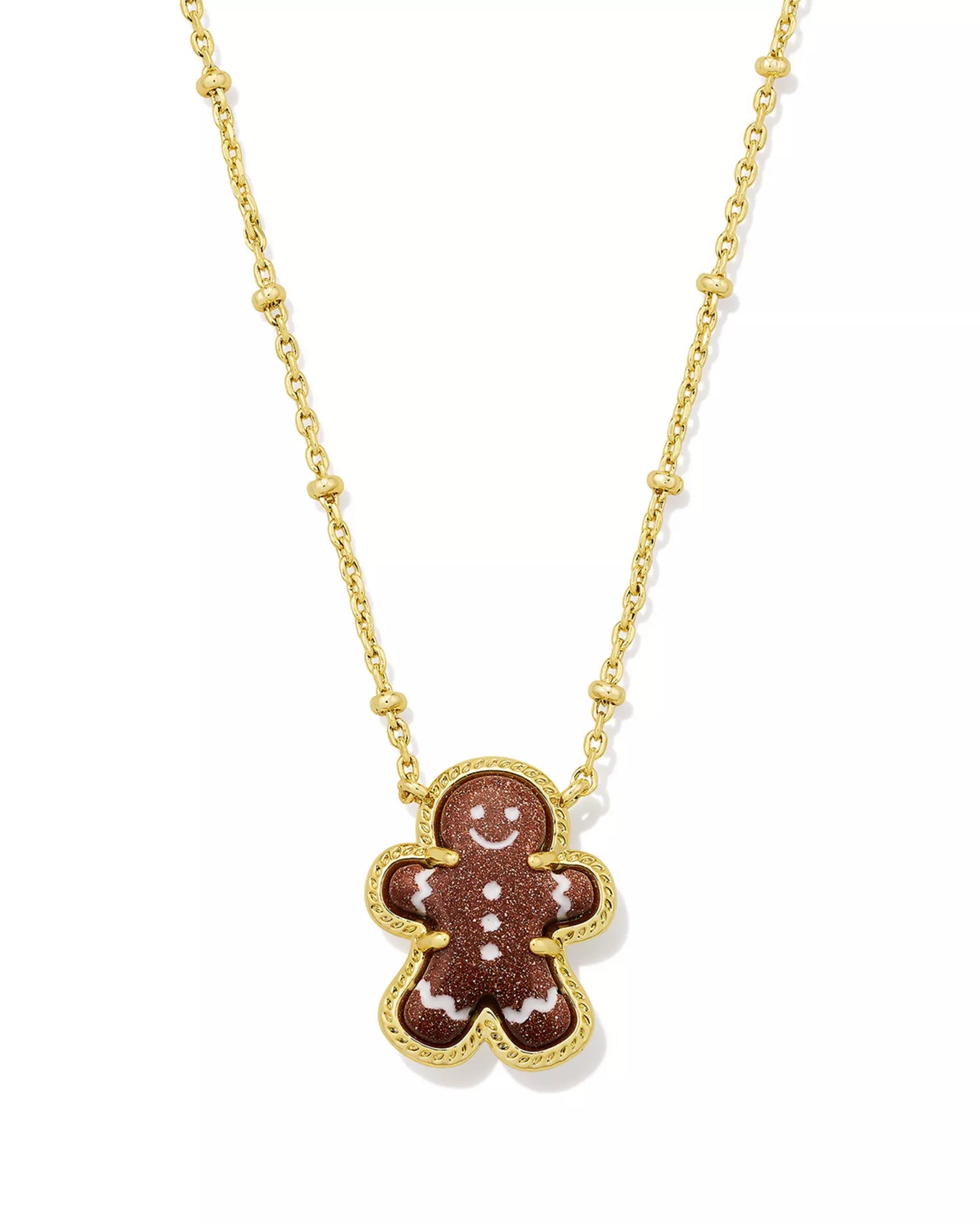 KENDRA SCOTT GINGERBREAD SHORT PENDANT NECKLACE GOLD BROWN GOLDSTONE