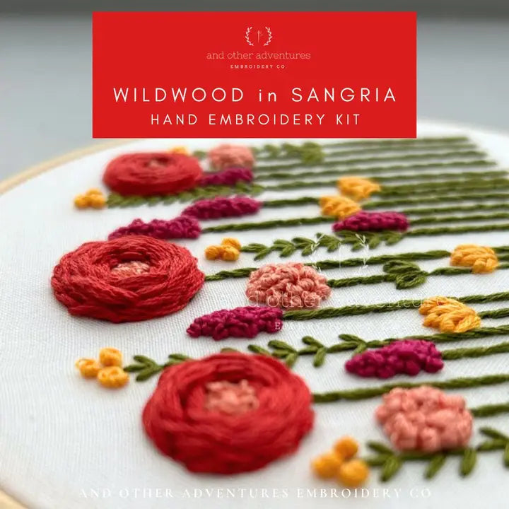 And Other Adventures Embroidery Co Hand Embroidery Kit - Wildwood in Sangria