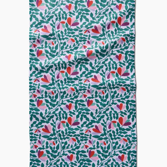 Geometry Spring Wavy Leaves Tea Towel