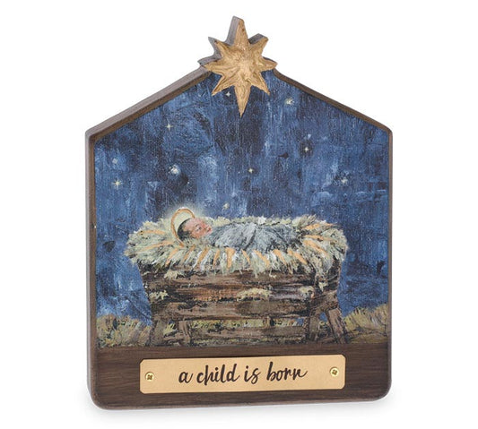 burton + BURTON A CHILD IS BORN WOODEN CRECHE SITTER