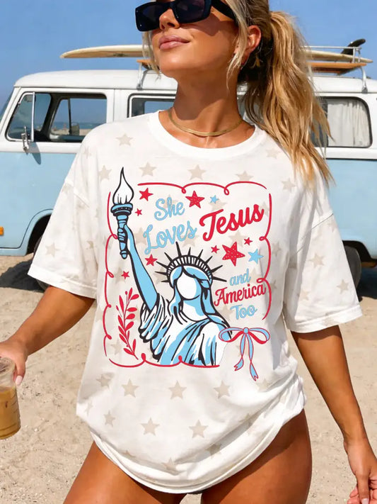 She Loves Jesus & America Too T-Shirts