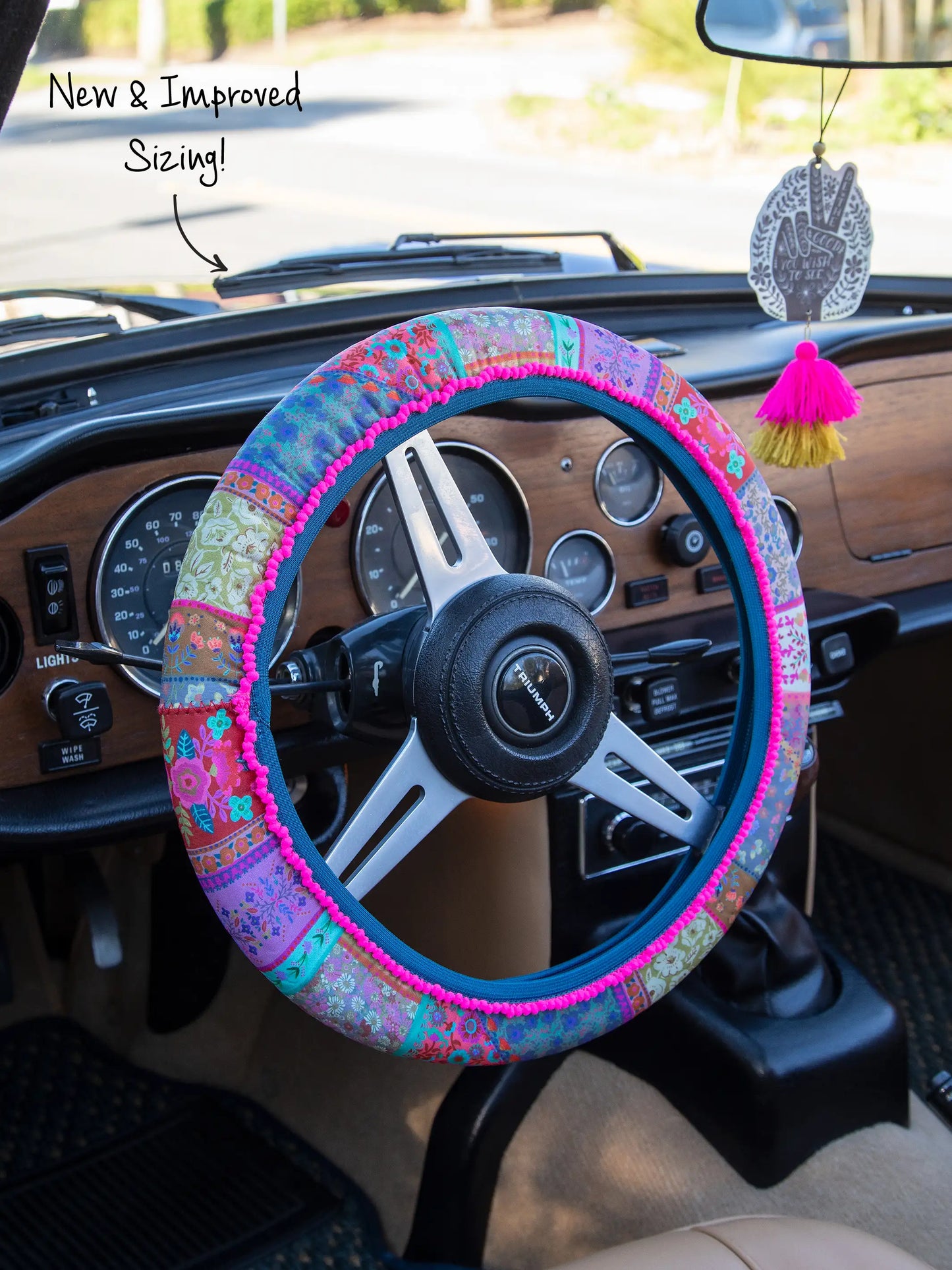 Natural Life Steering Wheel Cover, 15" - Patchwork