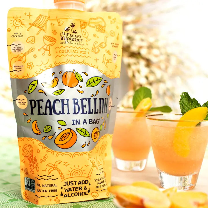 Lieutenant Blender's Peach Bellini in A Bag® Cocktail / Mocktail Slushie Mixer