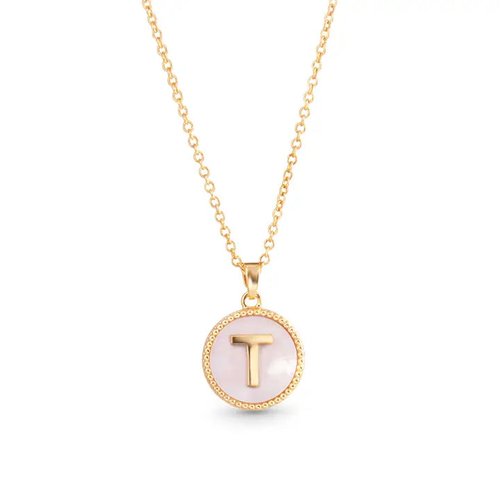 AMANDA BLU GOLD MOTHER OF PEARL INITIAL NECKLACE