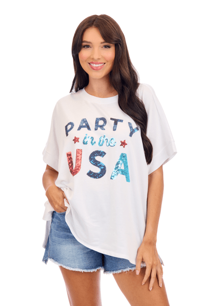 MUD PIE AMERICANA SPARKLE TOP-WHITE