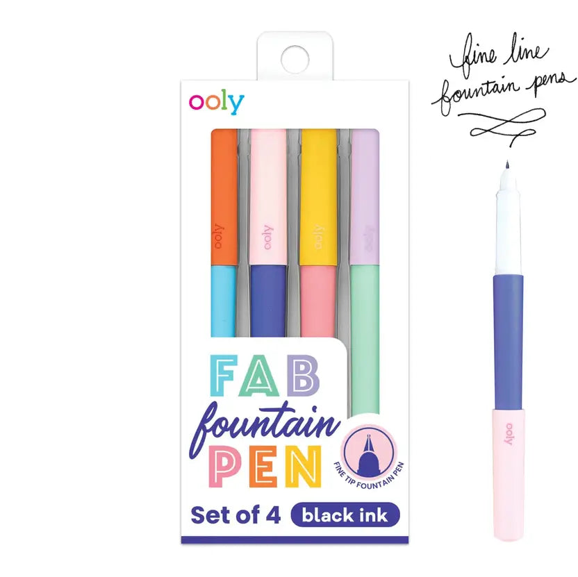 Ooly Fab Fountain Pens - Black Ink - Set of 4