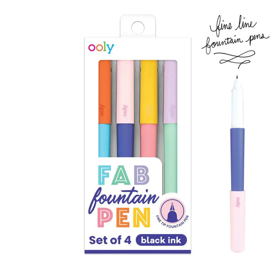 Ooly Fab Fountain Pens - Black Ink - Set of 4