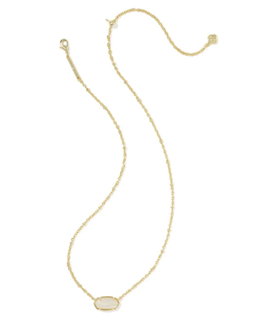 KENDRA SCOTT TIGER STRIPED ELISA SHORT PENDANT NECKLACE GOLD NATURAL MOTHER OF PEARL