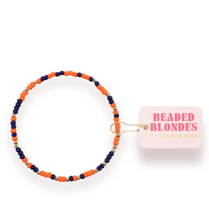 Beaded Blondes Navy Blue and Orange Sprinkle Bracelet