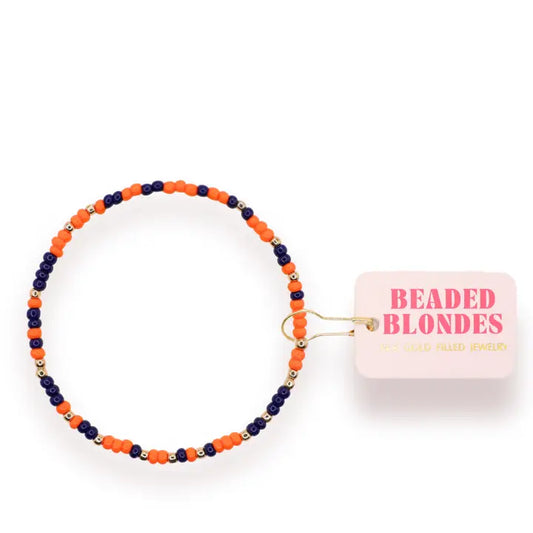 Beaded Blondes Navy Blue and Orange Sprinkle Bracelet