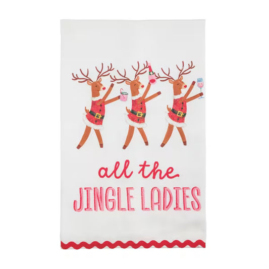 MUD PIE ALL THE JINGLE LADIES GLITTER TOWEL