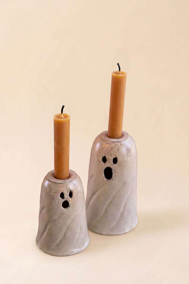 Kalalou Metal Ghost Taper Candle Holders