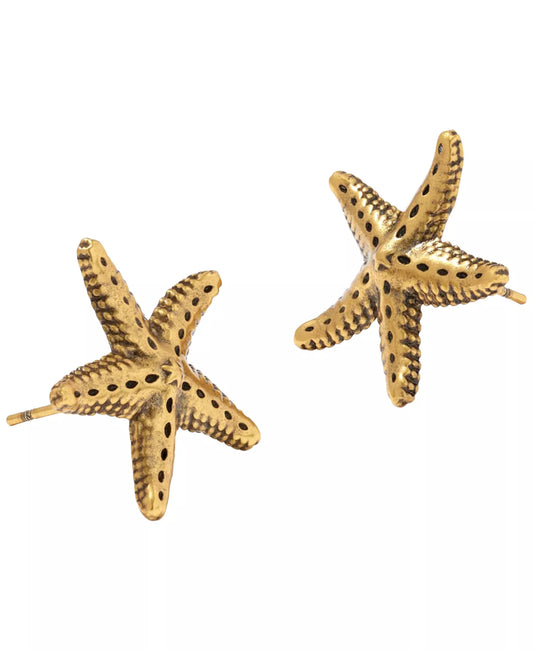 KENDRA SCOTT PARKER STARFISH METAL STUD EARRINGS VINTAGE GOLD