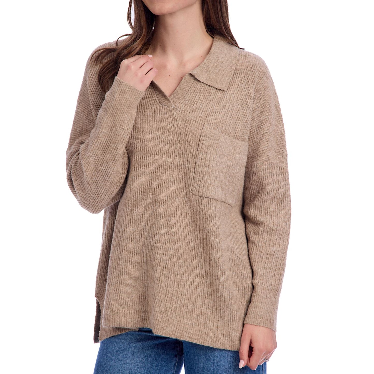 MUD PIE TAN NOA COLLARED SWEATER