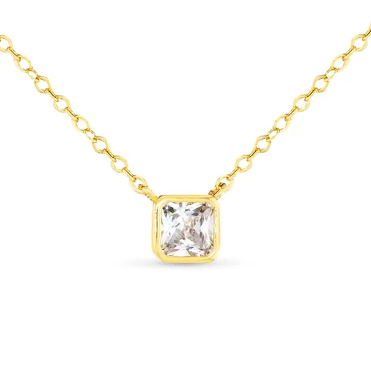 Amanda Blu Bezel Cut Square Gold Necklace