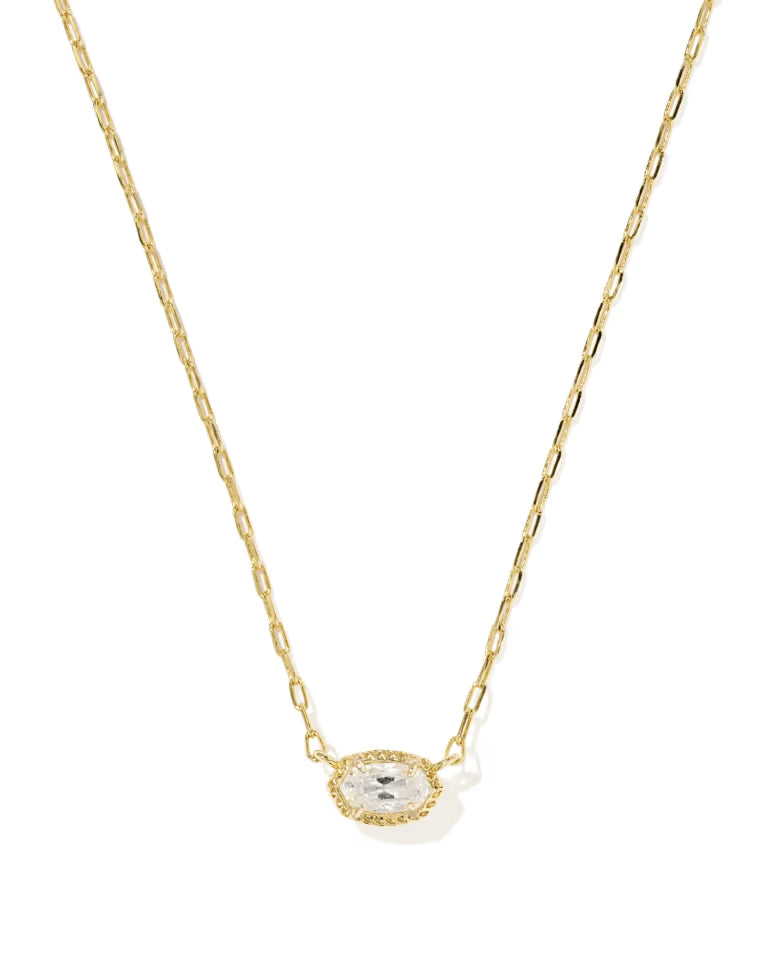 KENDRA SCOTT MINI ELISA LUXE SHORT PENDANT NECKLACE GOLD WHITE CZ