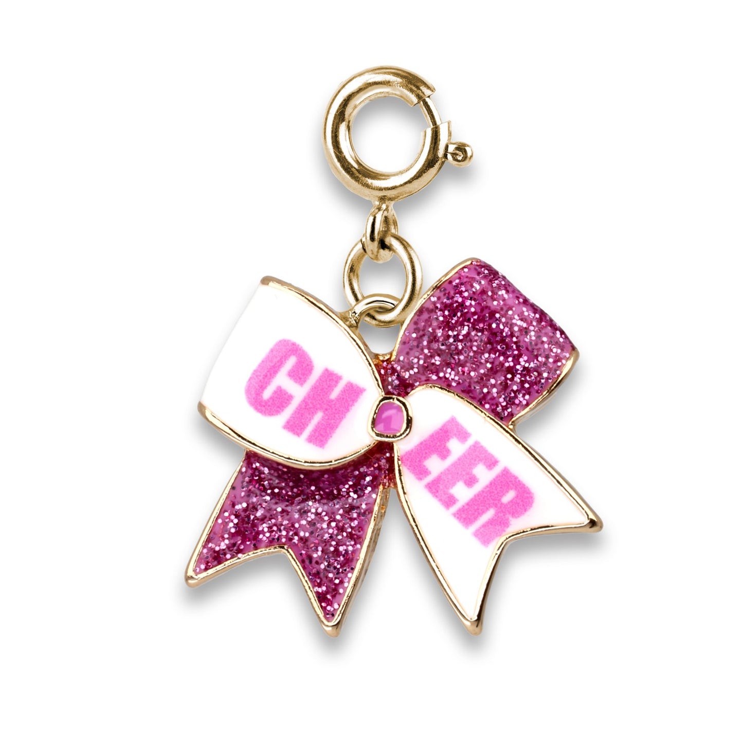 Charm It! Gold Glitter Cheer Bow Charm