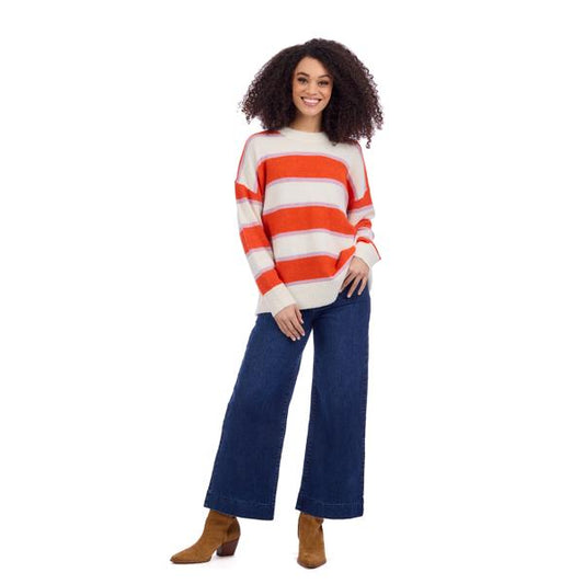MUD PIE SYLAS STRIPED SWEATER-ORANGE