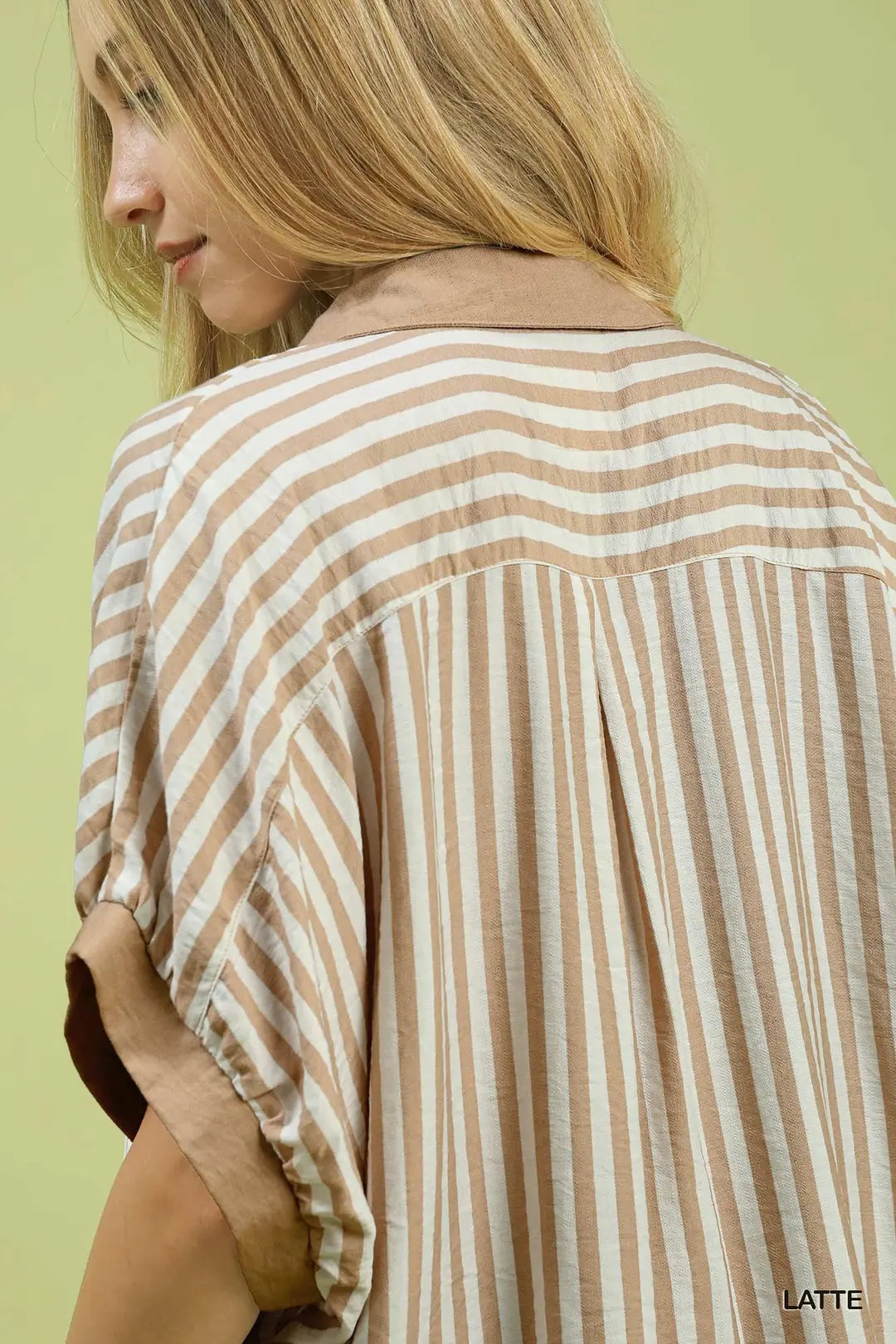 Umgee Stripe Collared Oversized Top