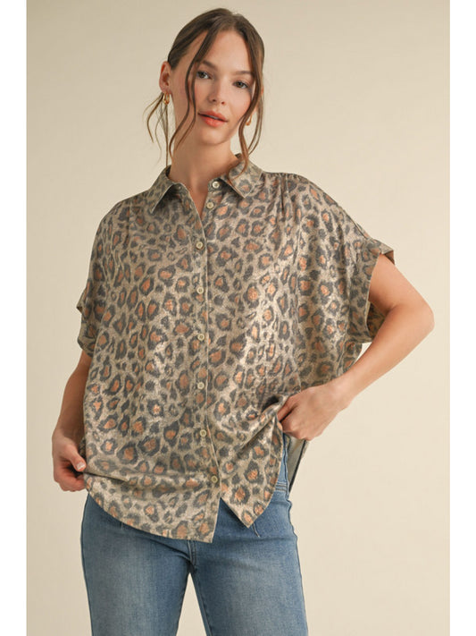 Jodifl Taupe Leopard Print Top