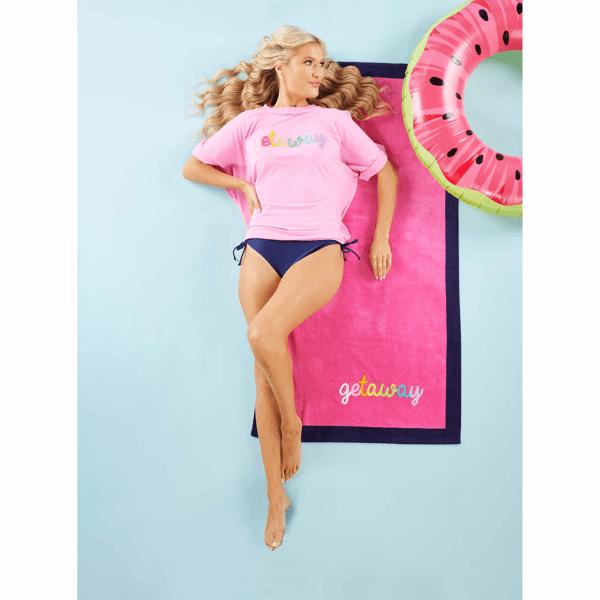 MUD PIE PINK BOUCLE BEACH TOWEL