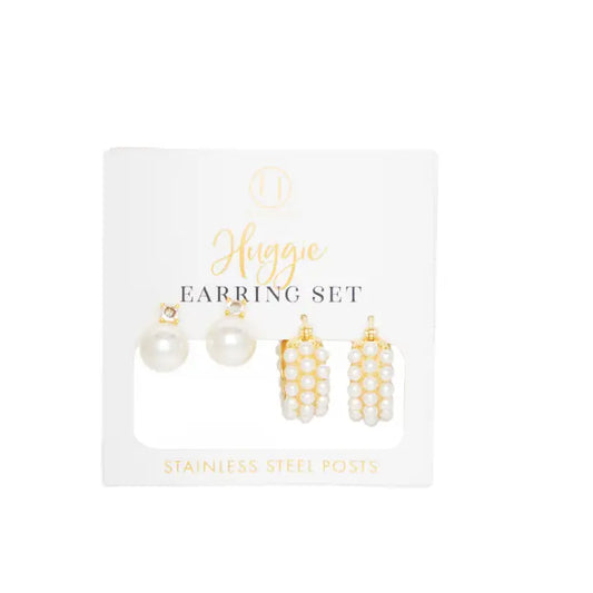 Laura Janelle Gold & Pearl Huggie Earrings