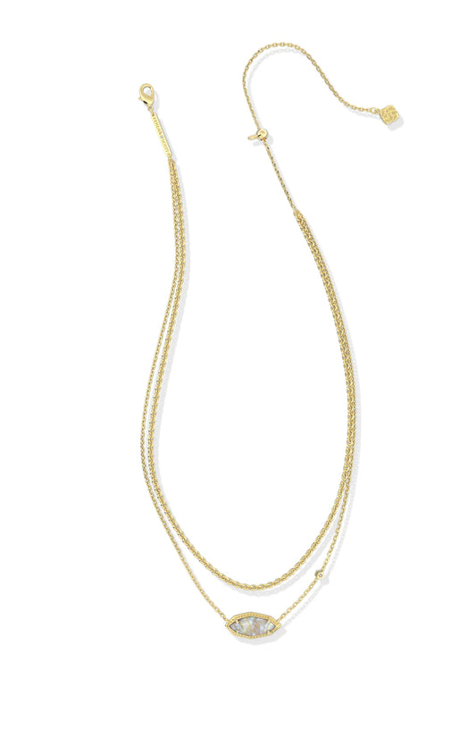 KENDRA SCOTT OPHELIA MULTI STRAND NECKLACE GOLD IRIDESCENT ABALONE