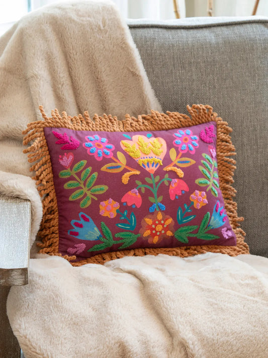 Natural Life Tufted Boho Pillow-Mauve