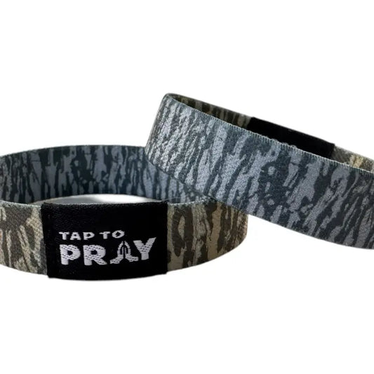 Versible Tap To Pray™ Wristbands - Tree Bark Camo Brown & Grey