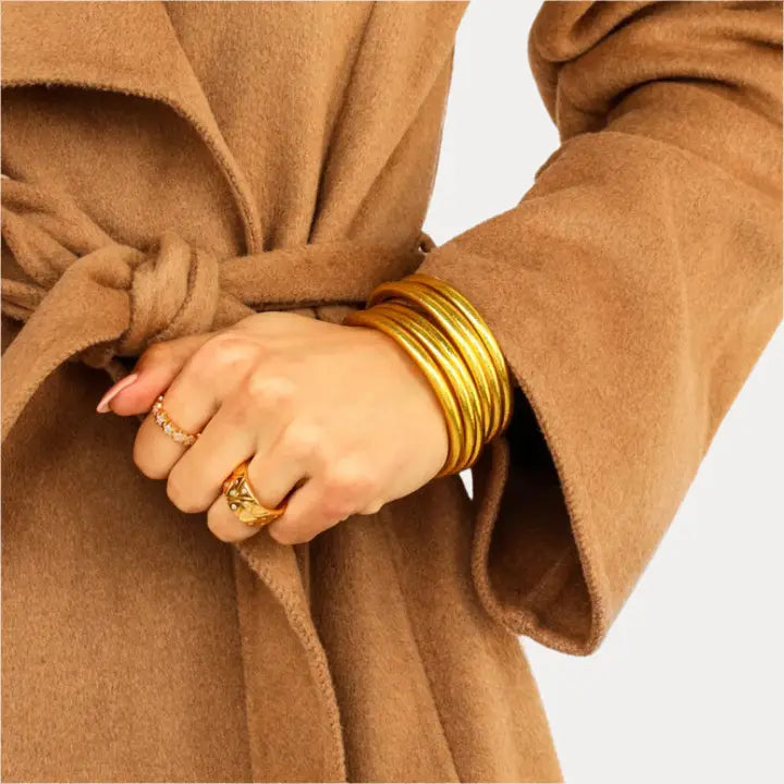BuDhaGirl Gold All Weather Bangles® (Set of 6) - Serenity Prayer
