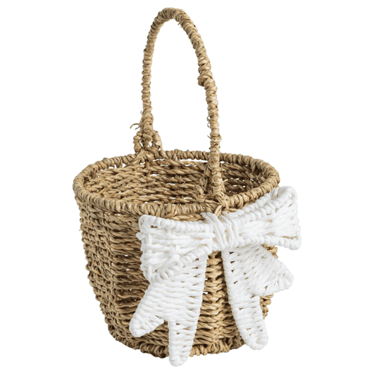 MUD PIE WHITE WOVEN BOW EASTER BASKET