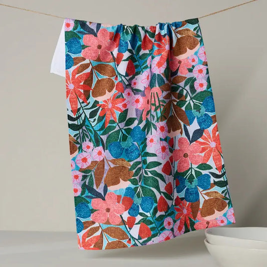 Geometry Bloom Entangled Tea Towel