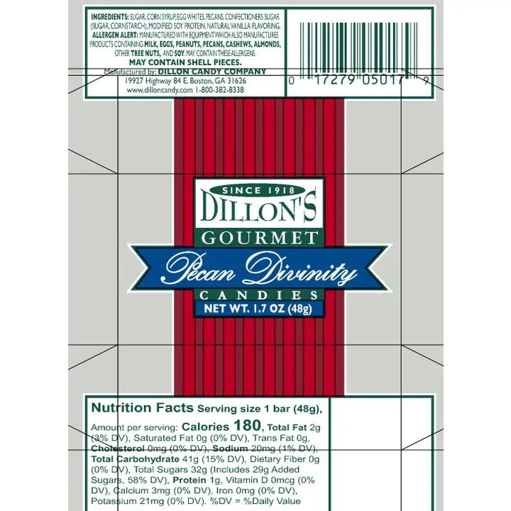 Dillon's Gourmet Pecan Divinity, 1.7 oz Snack Bar