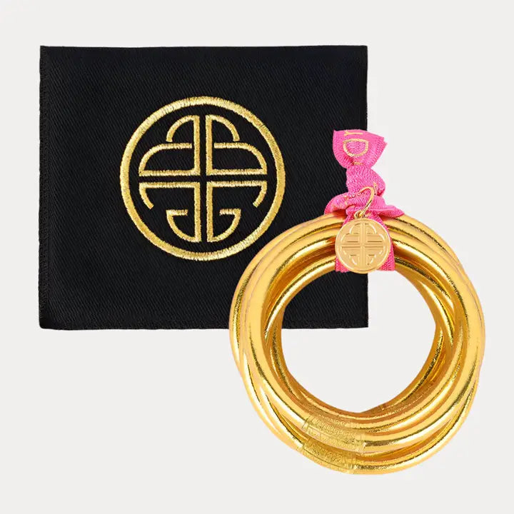BuDhaGirl Gold All Weather Bangles® (Set of 6) - Serenity Prayer