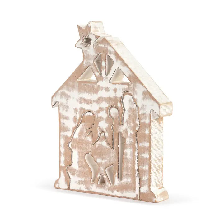 Demdaco Whitewashed Wood 2-Piece Nativity