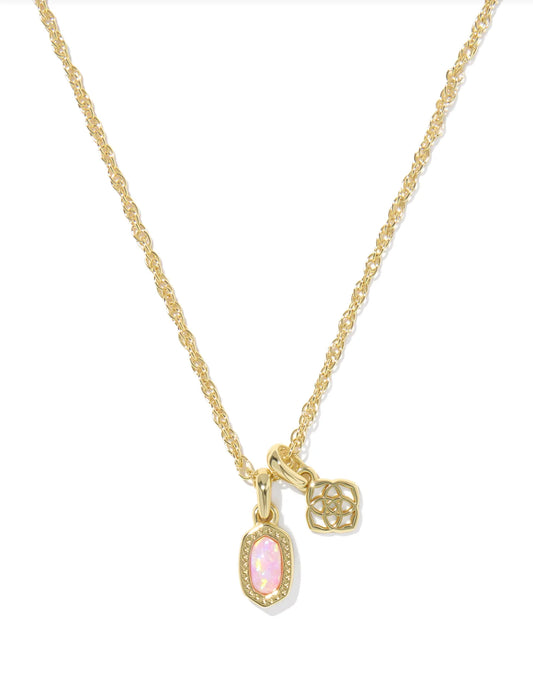 KENDRA SCOTT MINI ELISA DIRA NECKLACE GOLD LIGHT PINK LAB GROWN OPAL