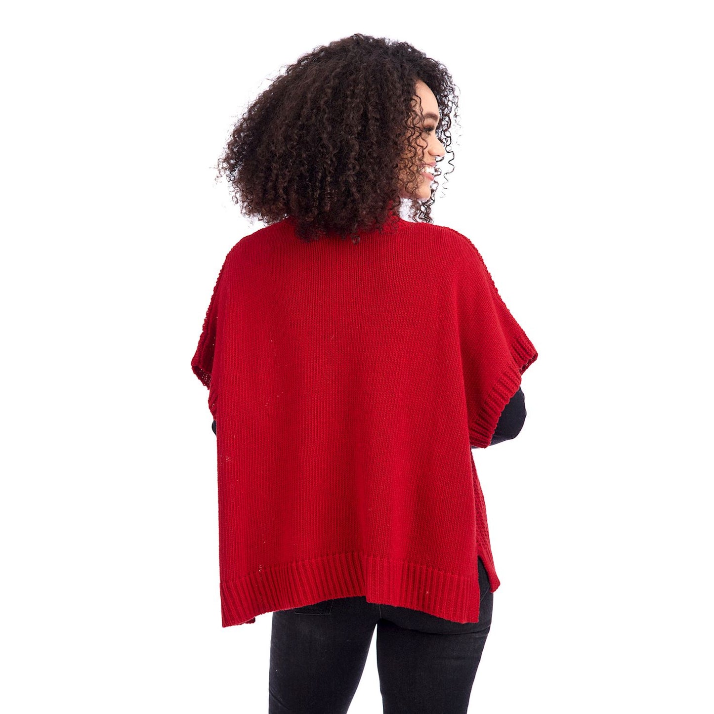 MUD PIE RED CLAUDE CABLE KNIT SWEATER