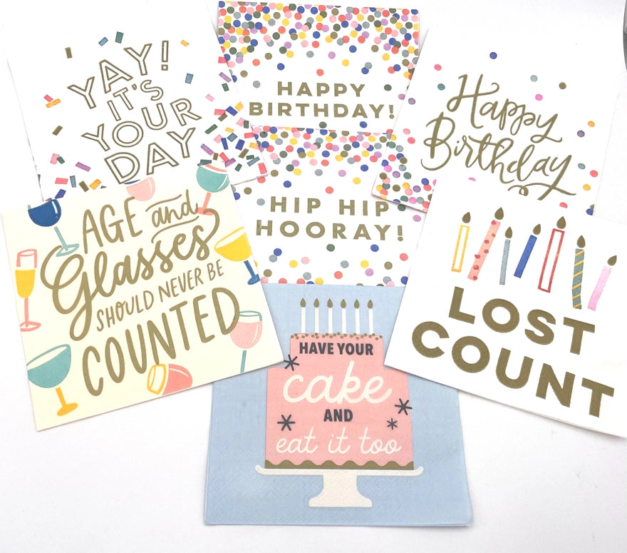 Soiree-Sisters Birthday Cocktail Napkins | Happy Birthday (Script) - 20ct