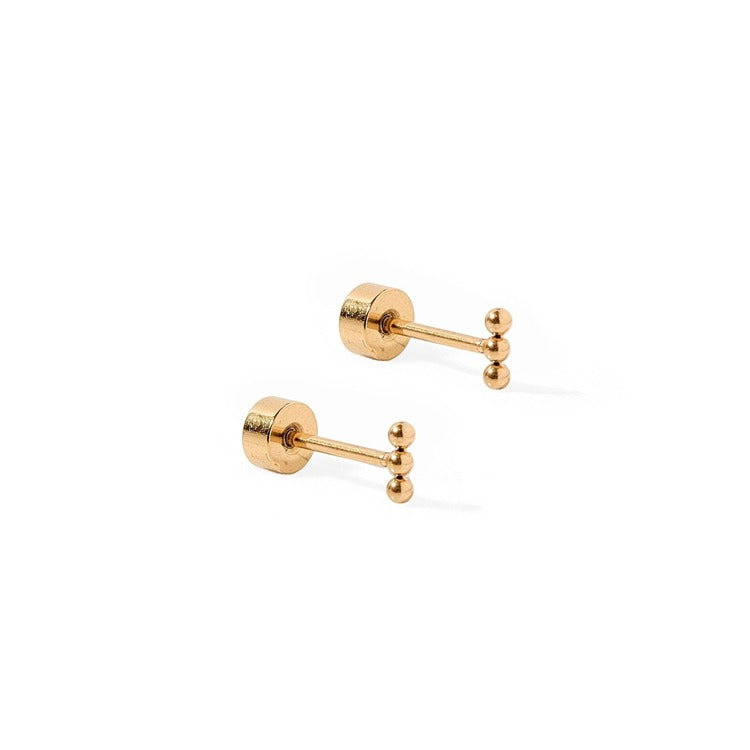 LINNY CO Screwback Stud Earrings - Micro Tally Gold