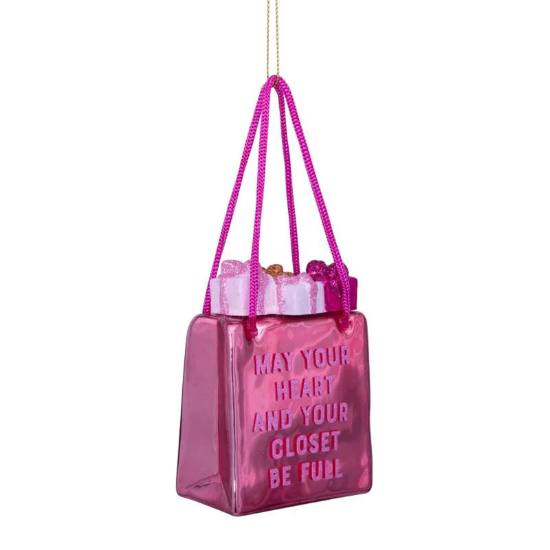 Vondels Pink Shopping Bag Christmas Ornament