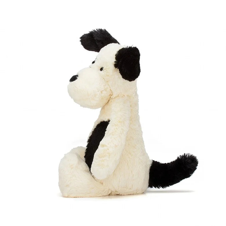 Jellycat Bashful Black & Cream Puppy MEDIUM - H12" X W5"