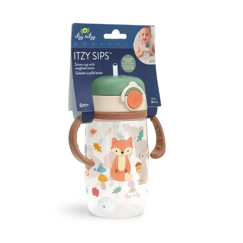 Itzy Ritzy Sips™ - Straw Cup with Snap-Close Lid-Woodland