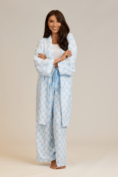 MUD PIE BLUE BOW PAJAMA PANTS