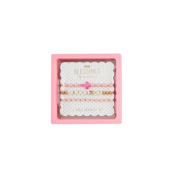 MUD PIE PINK CROSS BEADED BRACELETS