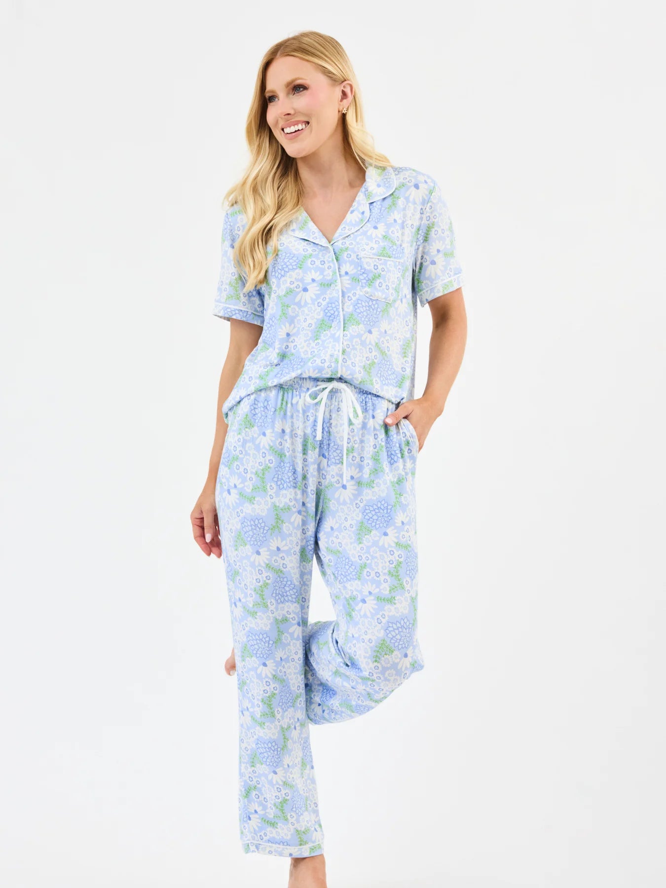 Mary Square Women's Charlotte Pants Set | Daisy Chain Blue