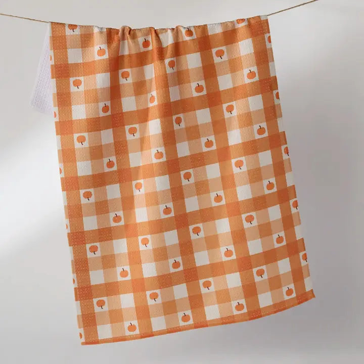 Geometry Pumpkin Check Tea Towel